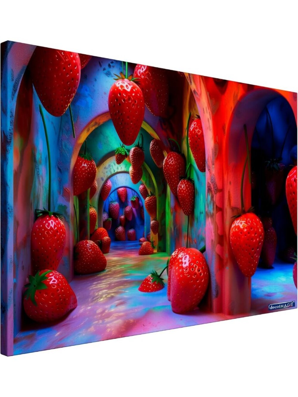 Colorful Strawberry Canvas Wall Art - Modern 3D Design for Living Room & Kitchen
